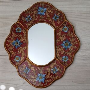 Handcrafted Floral Gold and Brown Wall Mirror.